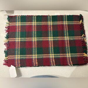 Set of 4 placemats - red and green plaid - 100% cotton